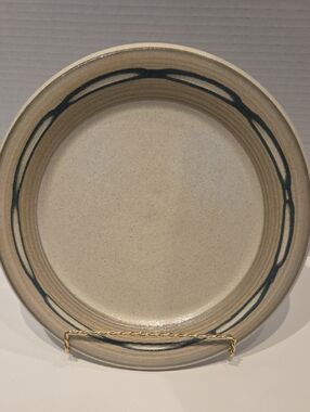 Signed Studio Pottery Stoneware Dish Plate Neutral Colors 10.5" Utah